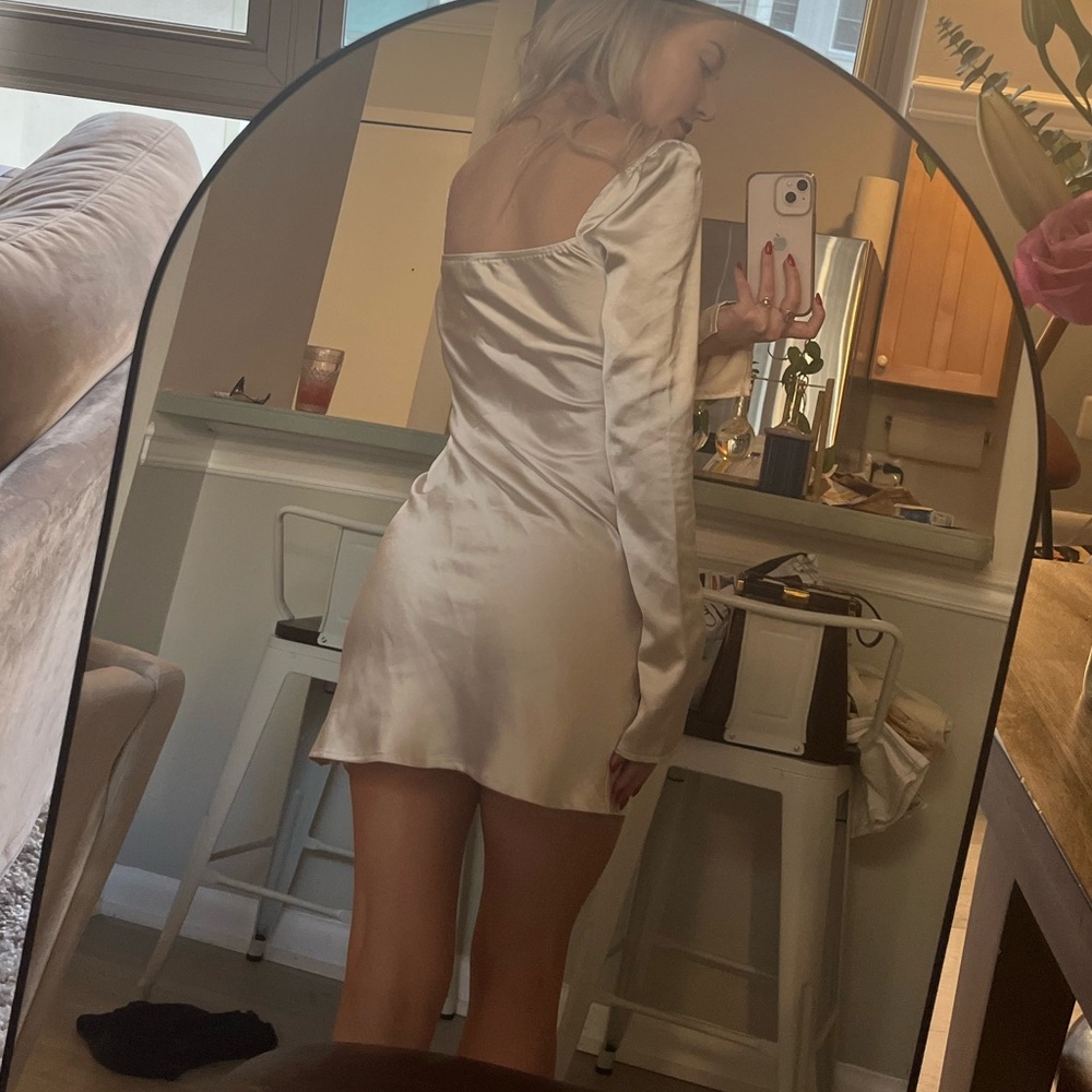 Silk mini dress in champagne